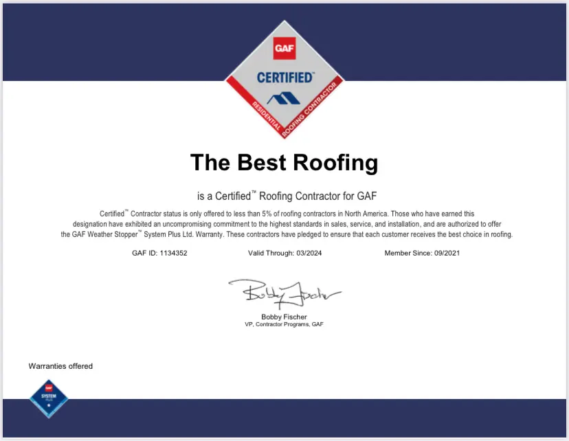 GAF and Owens Corning certification badges